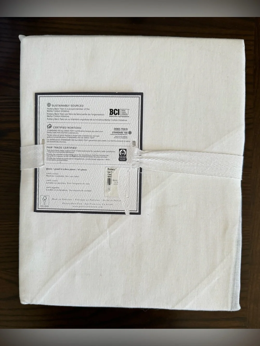 NWT Pottery Barn Queen Classic 100% 18 in drop Cotton Bed Skirt White Blue